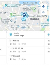 Google Hotel Search: Transit stops nearby