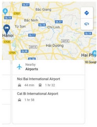 Google Hotel Search: Airports nearby