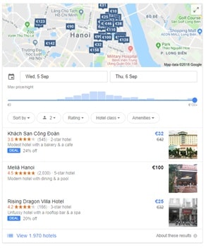 Google Hotel Search engine old interface