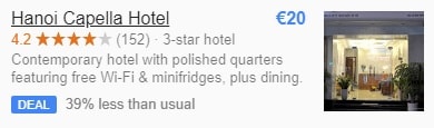 Google hotel meta search: hotel deal