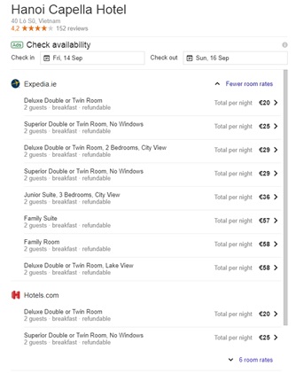 Google Hotel Search:: Hotel inventory