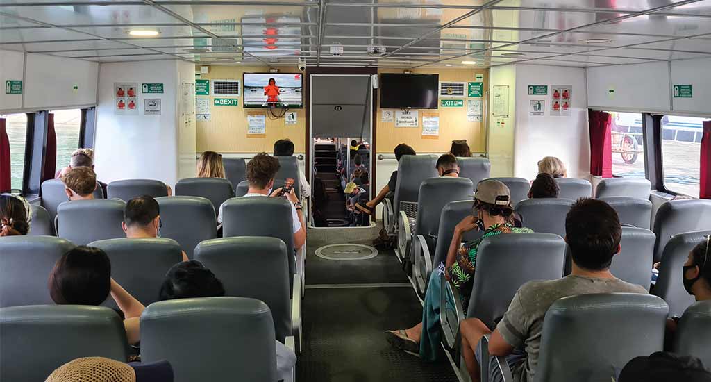 Inside ferry from Bali to Gili Islands