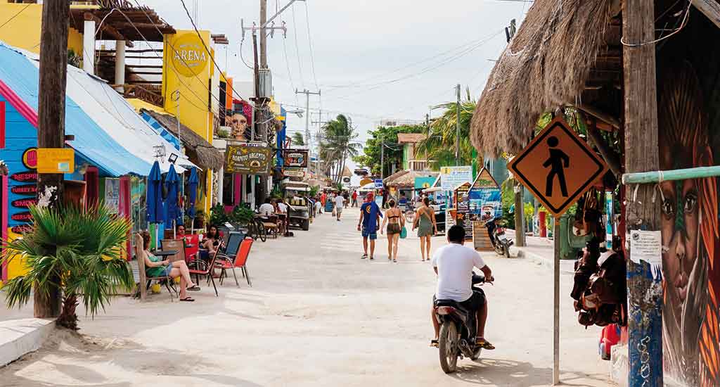 Main town in Isla Holbox Mexico