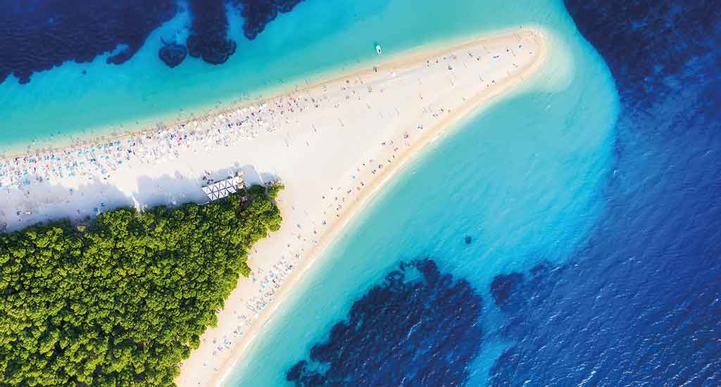 Aerial view of Zlatni Rat Beach