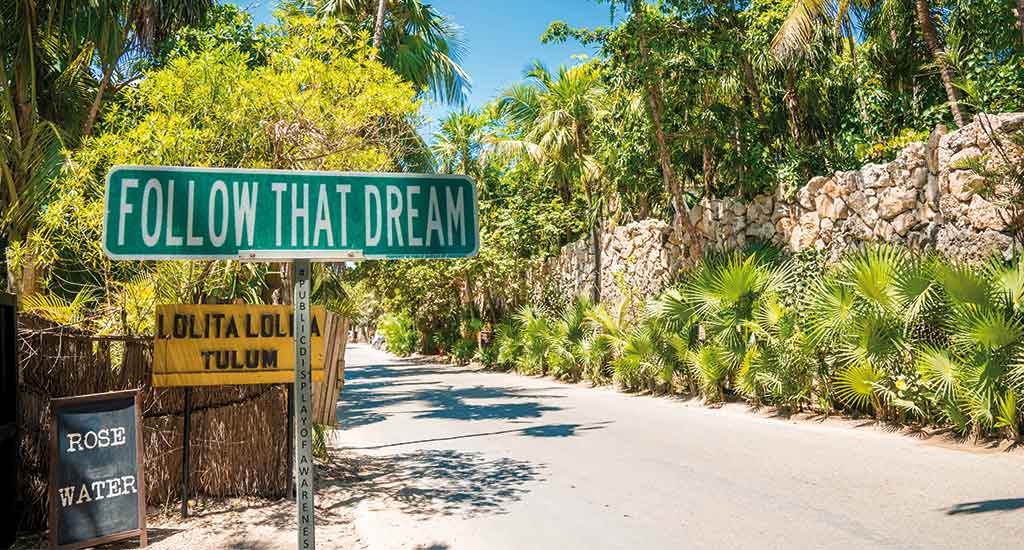 Street sign in Tulum Mexico
