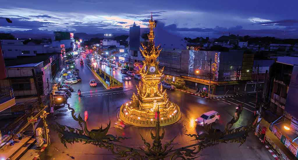 Golden Clock Tower in Chiang Rai