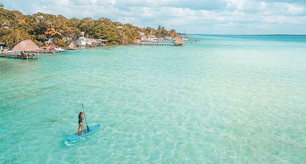 Paddleboard in Bacalar Lagoon Mexico