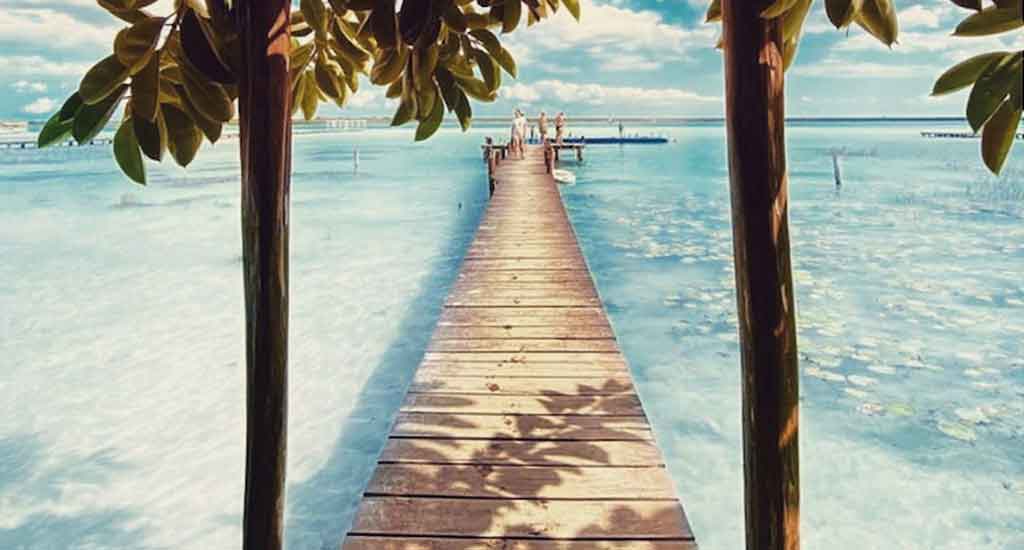La Playita pier in Bacalar Mexico