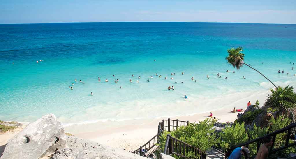 Overview of Playa Ruinas in Tulum Mexico