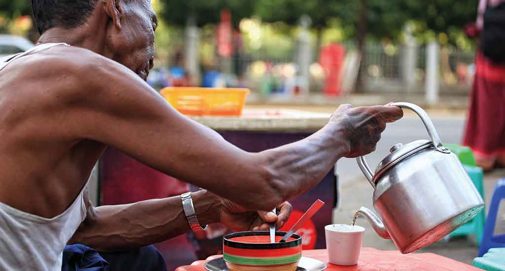 Drinking tea at Mae Sot
