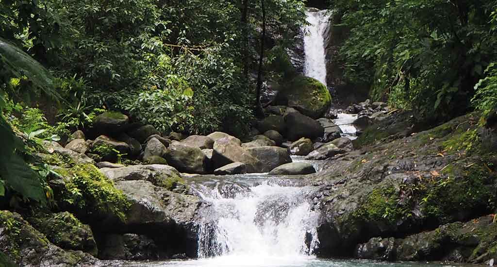 Waterfall and mountains in Costa Rica