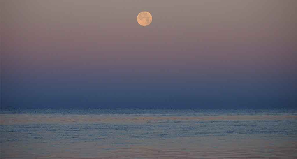 Moon set in Isla Holbox Mexico