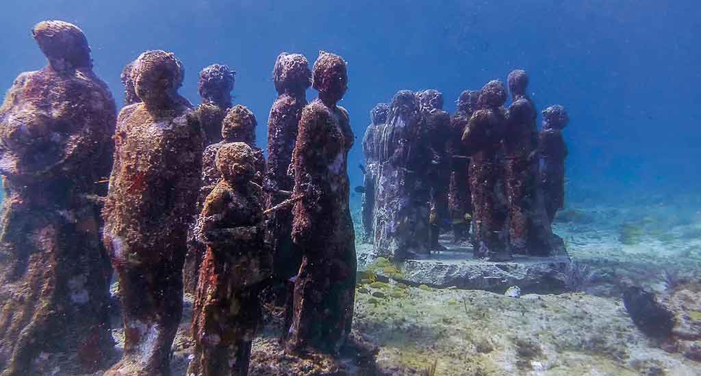 Underwater art in Cancun Mexico