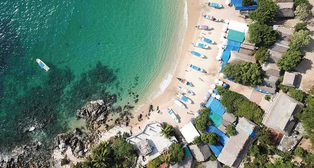 Drone shot of Puerto Escondido Mexico