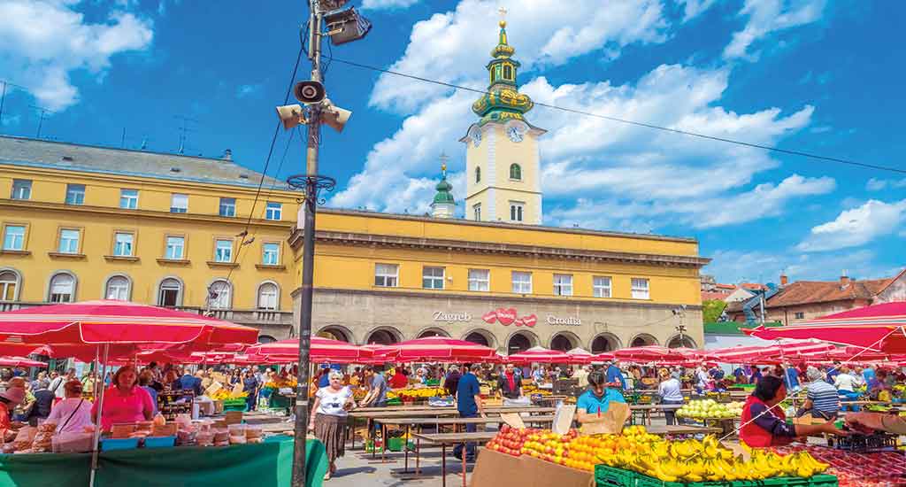 Dolac market and Zagreb Cathedral