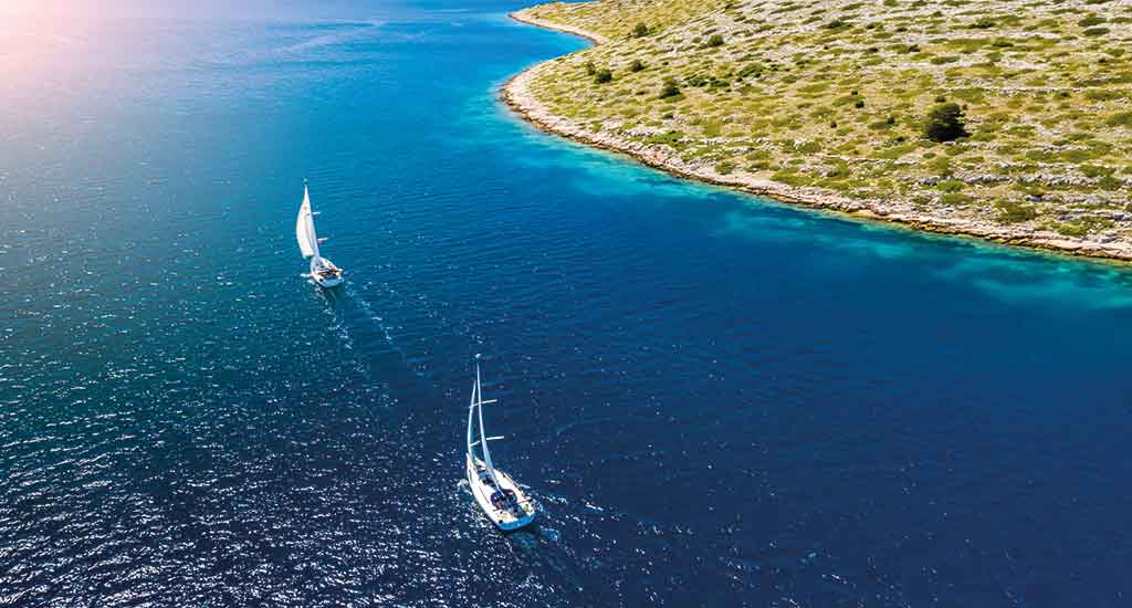 Boats in Kornati islands in Zadar