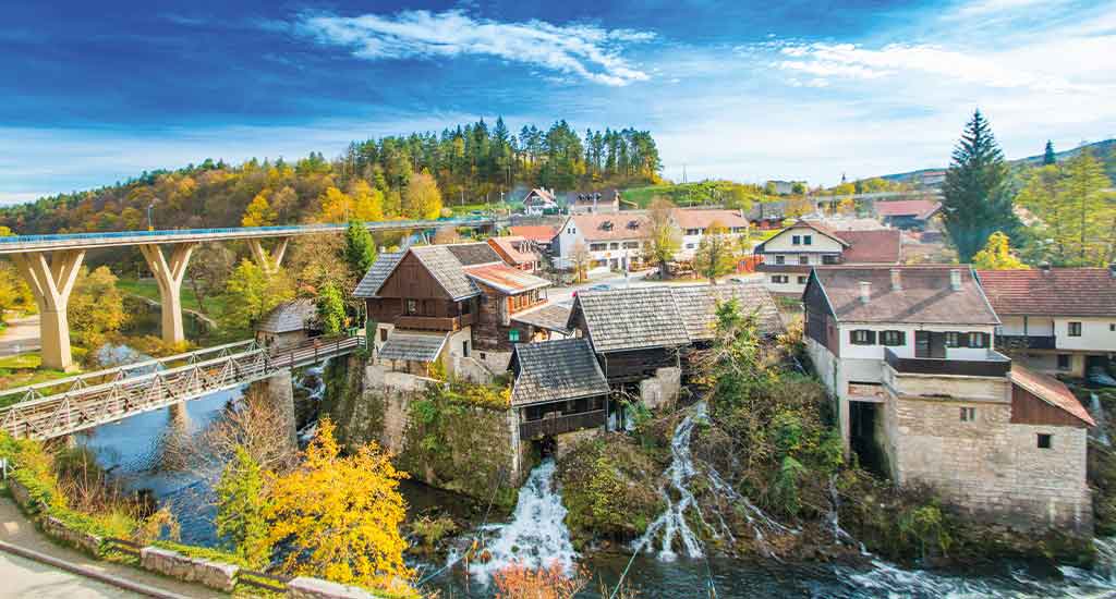 Rastoke village with watermills