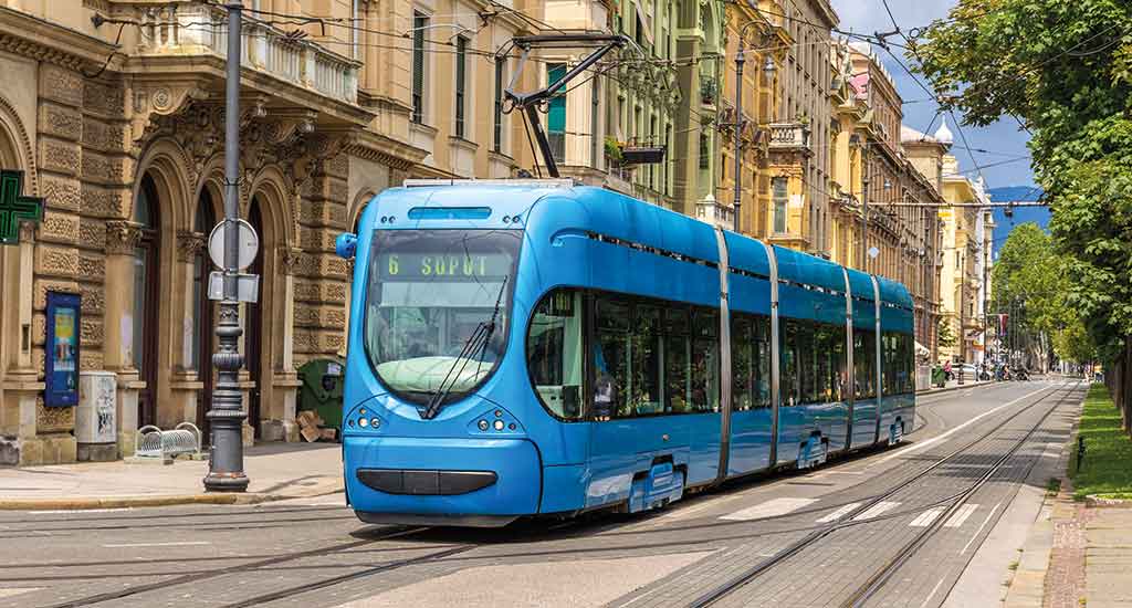 Modern Tram in transit