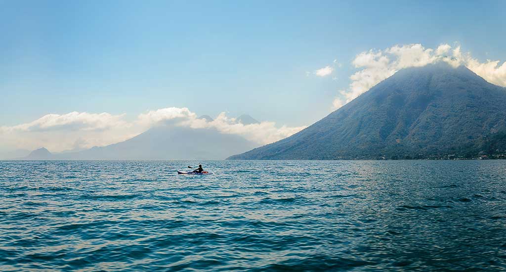 Kayaker on Lake Atitlan