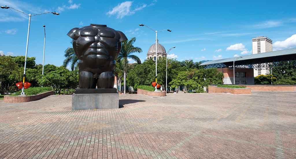 Statue at a plaza in Medellin