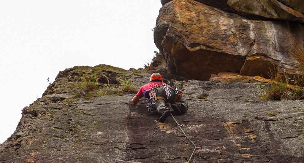 Rock climbing tourist in Suesca Cundinamarca