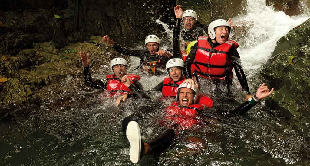 Tourists having fun in the Canyon expedition