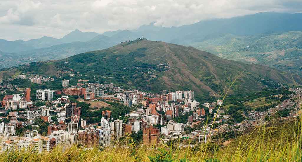 Mountain and city view of Santiago de Cali in Colombia