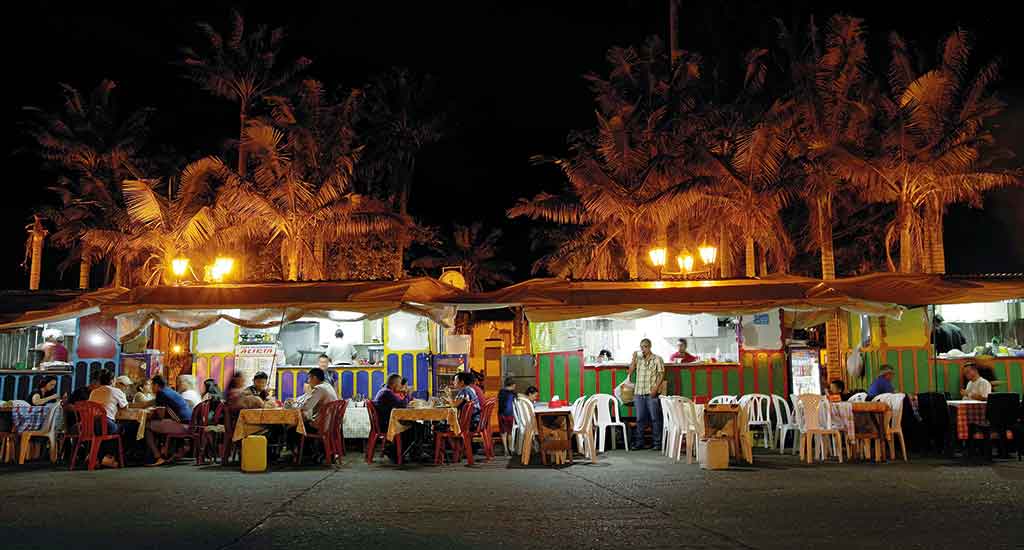 Food market at night in Salento