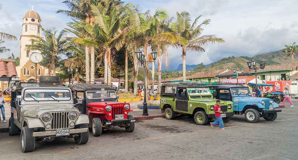 Jeeps parked by the Church