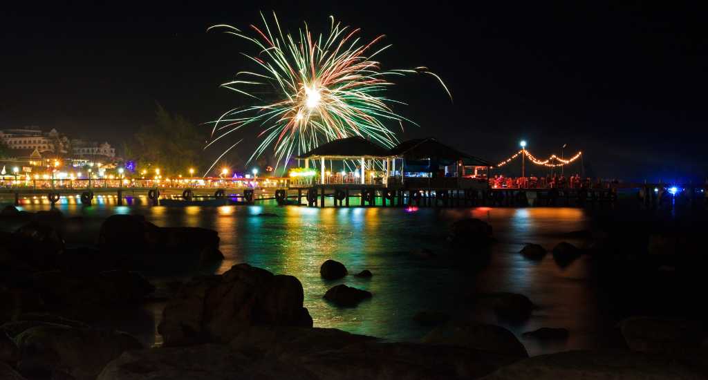 Fireworks display at nigh in Sihanoukville