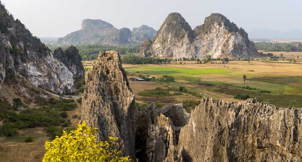 View of Phnom Kampong Trach cave in Kep province