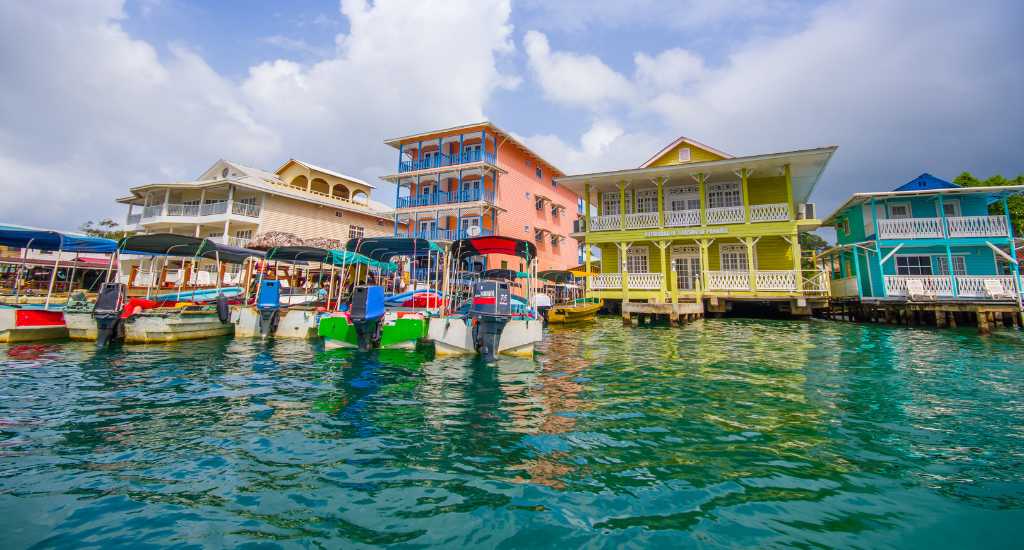 Colourful buildings and boats at Bocas del Toro