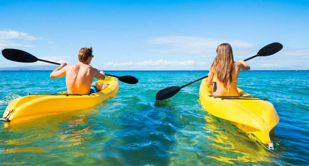 Two kayakers in the water