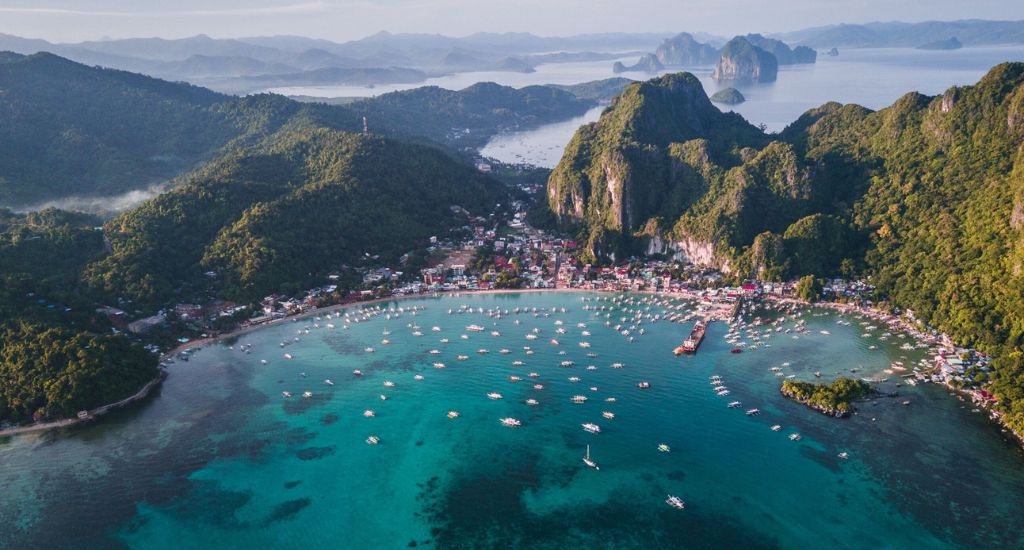 Aerial view of El Nido Palawan