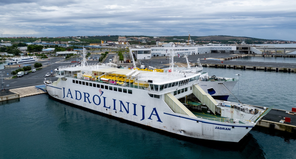 Jadrolinija ferry docked at a port in Croatia